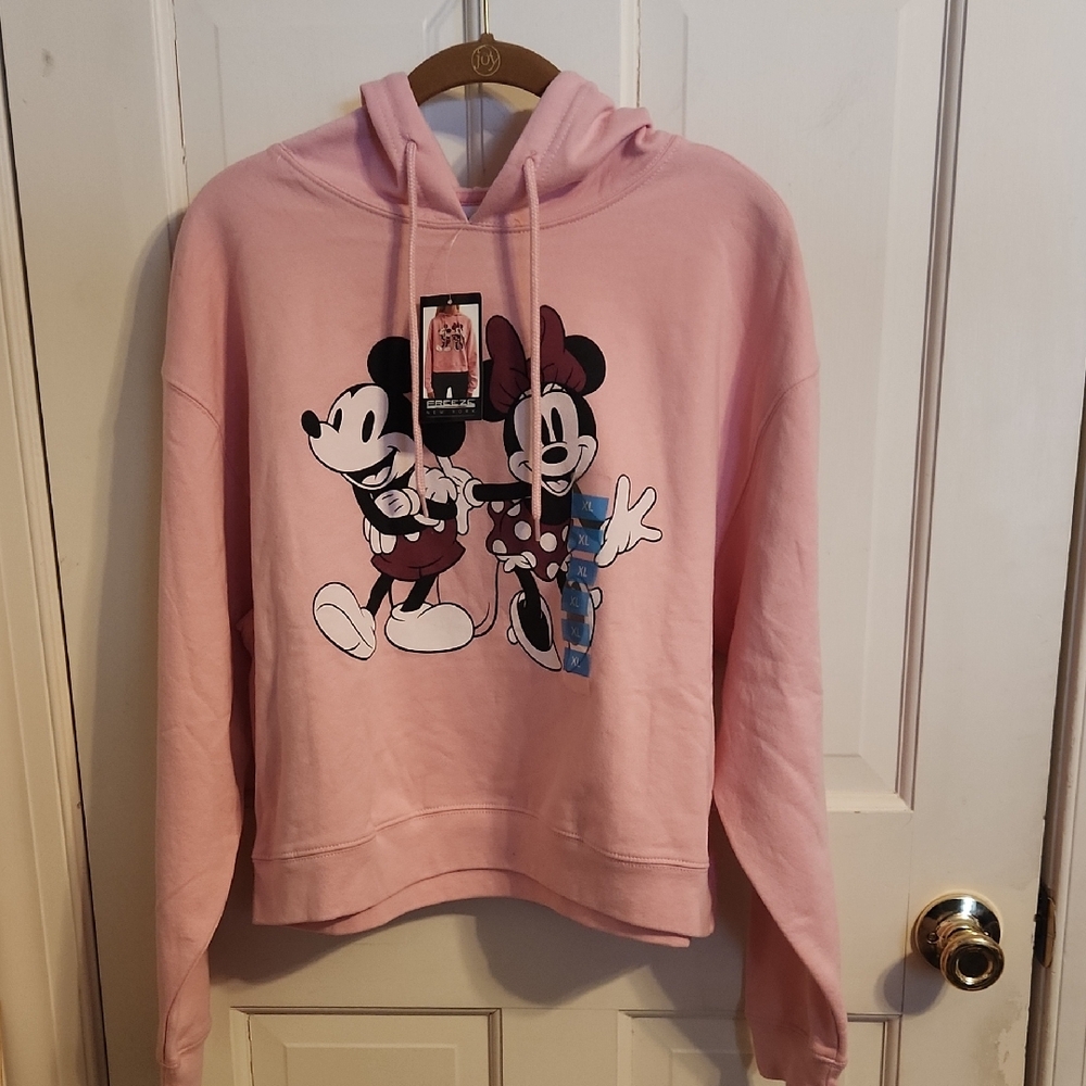 NWT New Disney Pink Hoodie with Mickey and Minnie Design Youth XL